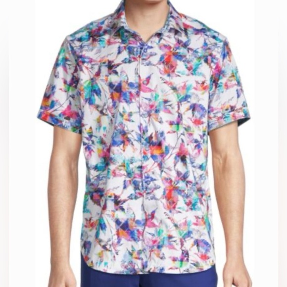 Robert Graham Davenport Abstract-Print Shirt size 2XL Colorful Embroidered - Picture 1 of 13